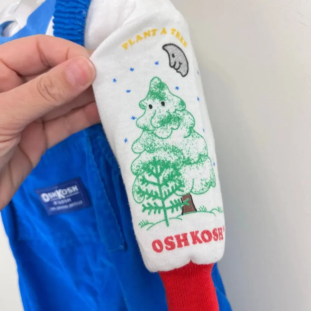 Vintage OshKosh B'gosh Blue Corduroy Winter Overalls Penguin Bear 3-6 Months USA